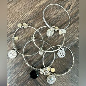 Alex and ani set of 7 silver bracelets swarovski crystal